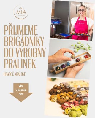 ✨ Hledáme brigádníky do výroby pralinek Mia Chocolat (Hradec Králové) ✨ Chcete nahlédnout do světa čokolády a být u toho,...